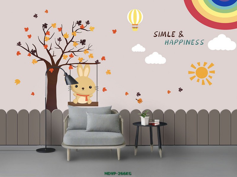 Tranh con vật đáng yêu cho bé - thỏ con và mùa thu MDVP-266KG